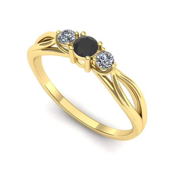 Inel logodna din aur galben cu diamant negru