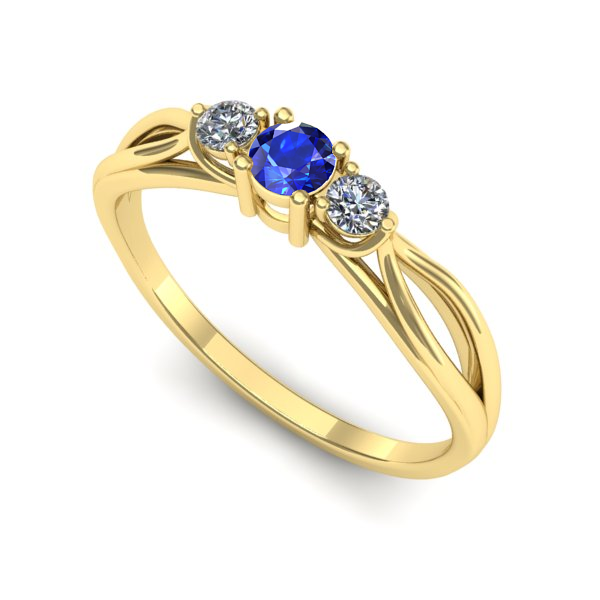 Inel logodna din aur galben cu safir