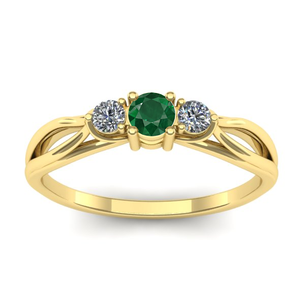 Inel de logodna cu smarald rotund