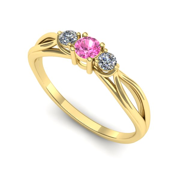 Inel din aur galben cu safir roz