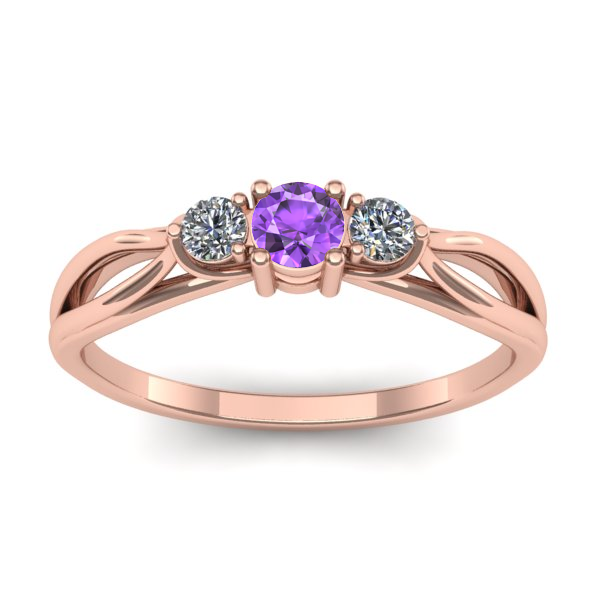 Inel de logodna cu ametist rotund