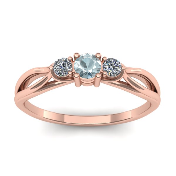 Inel de logodna cu aquamarin rotund