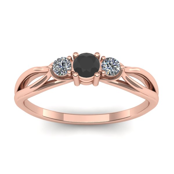 Inel logodna cu diamant negru rotund
