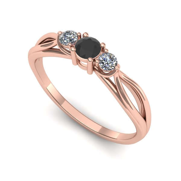 Inel din aur roz cu diamant negru