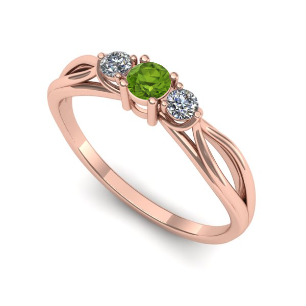 Inel logodna din aur roz cu peridot