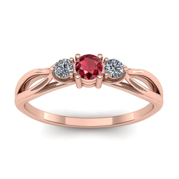 Inel de logodna cu rubin rotund