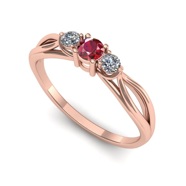 Inel de logodna din aur roz cu rubin
