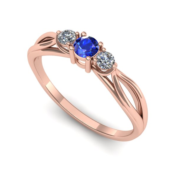 Inel din aur roz cu safir