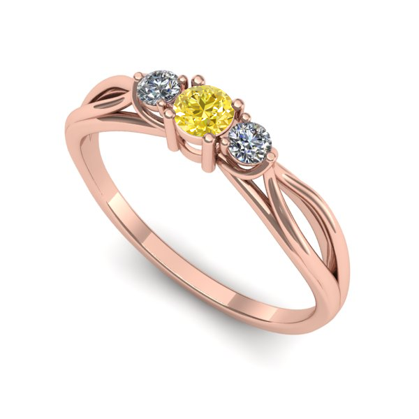 Inel de logodna din aur roz cu safir galben
