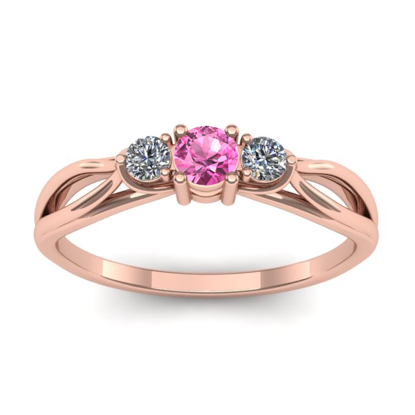 Inel logodna cu safir roz rotund