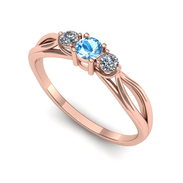 Inel de logodna din aur roz cu topaz blue