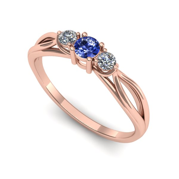 Inel de logodna din aur roz cu tanzanit