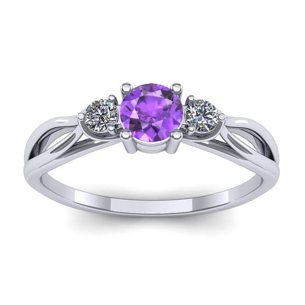 Inel de logodna cu ametist rotund