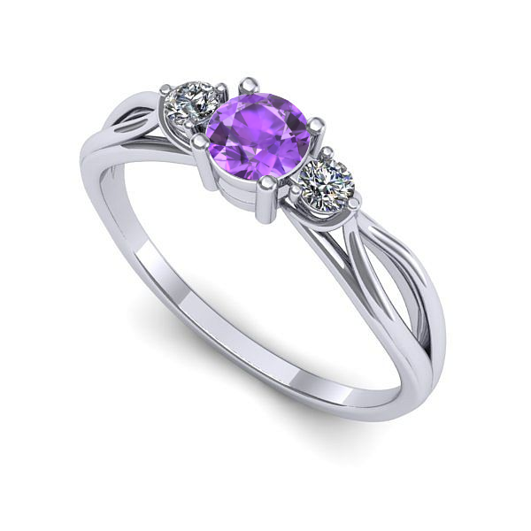 Inel logodna din aur alb cu ametist