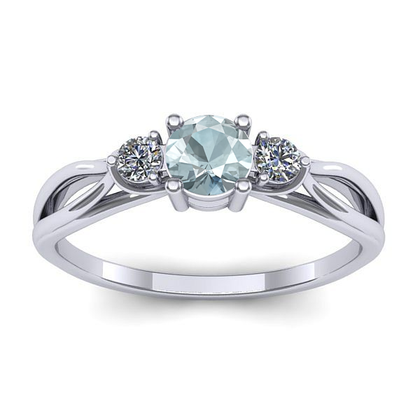 Inel cu aquamarin rotund