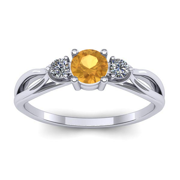 Inel cu citrin rotund