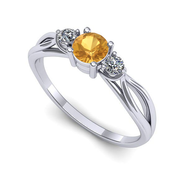 Inel de logodna din aur alb cu citrin