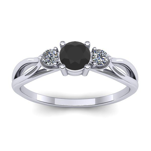 Inel de logodna cu diamant negru rotund