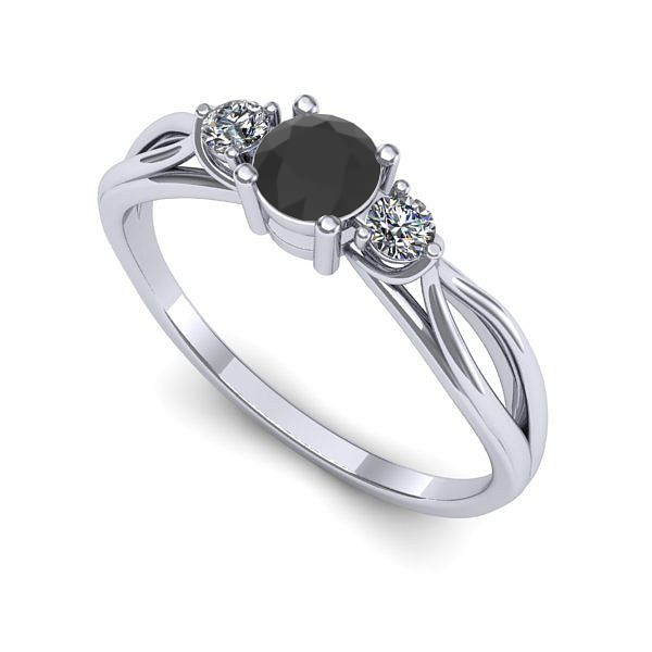 Inel de logodna din aur alb cu diamant negru