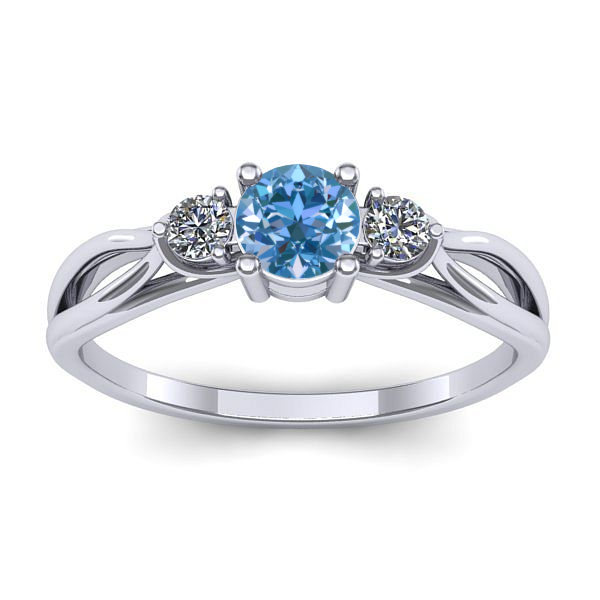 Inel cu diamant de laborator albastru rotund