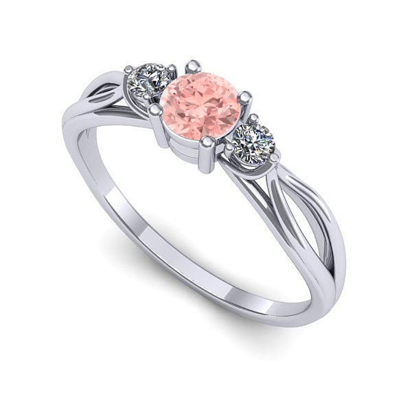 Inel de logodna din aur alb cu diamant de laborator roz