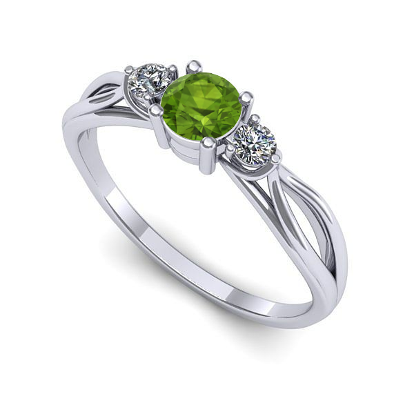 Inel logodna din aur alb cu peridot
