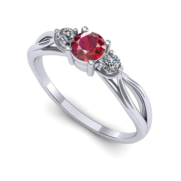 Inel din aur alb cu rubin