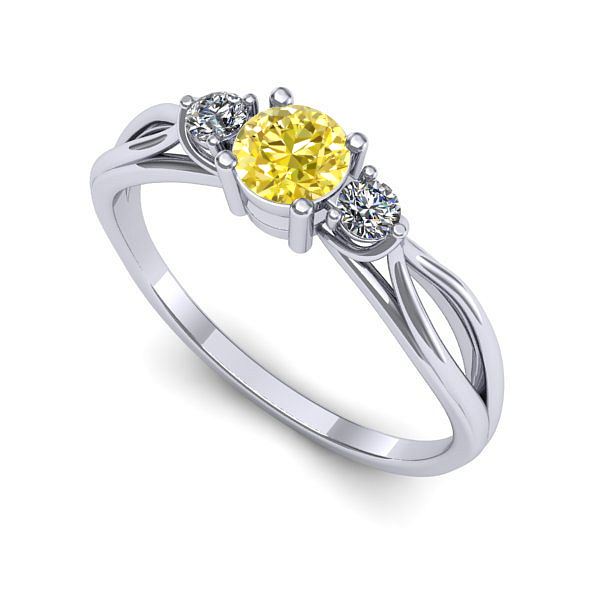 Inel de logodna din aur alb cu safir galben