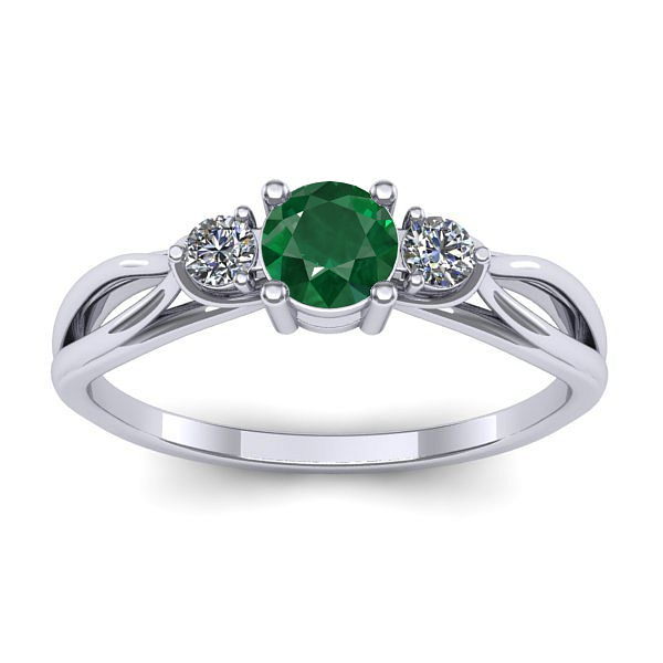 Inel logodna cu smarald rotund