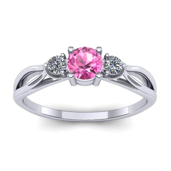 Inel de logodna cu safir roz rotund