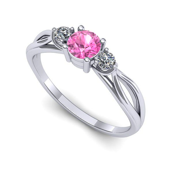 Inel din aur alb cu safir roz