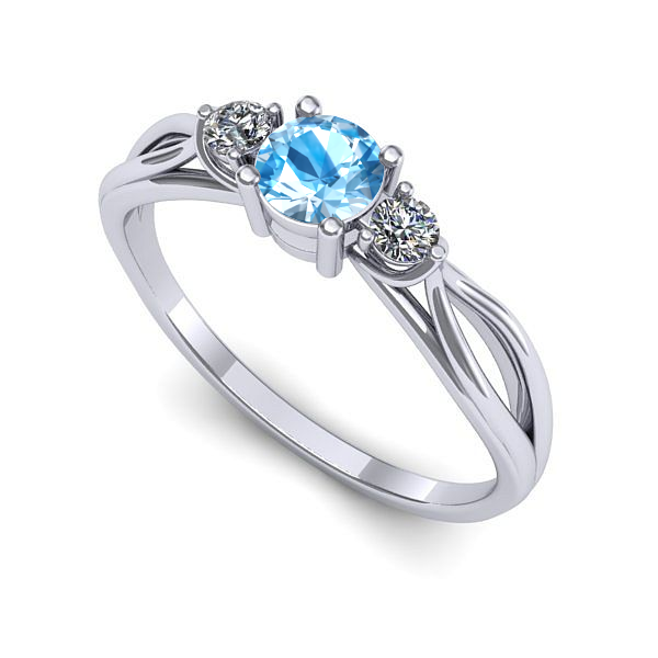 Inel din aur alb cu topaz blue