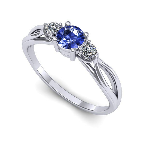 Inel logodna din aur alb cu tanzanit