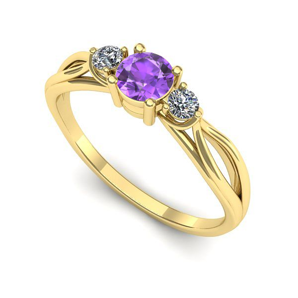 Inel din aur galben cu ametist