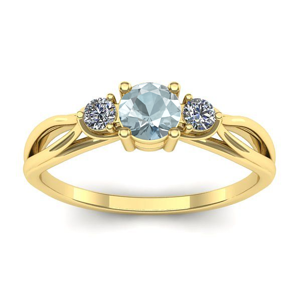 Inel logodna cu aquamarin rotund