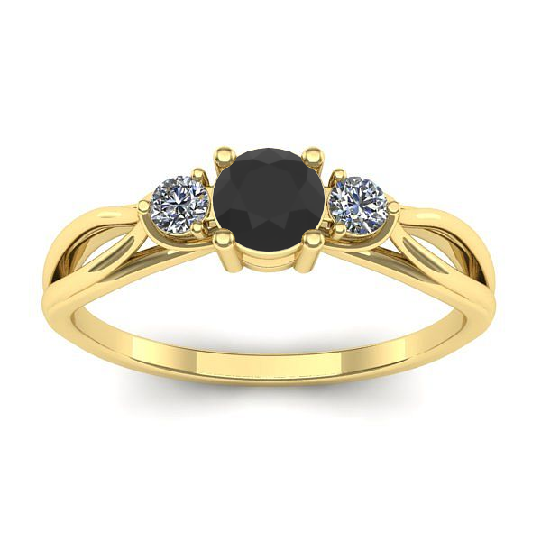 Inel cu diamant negru rotund