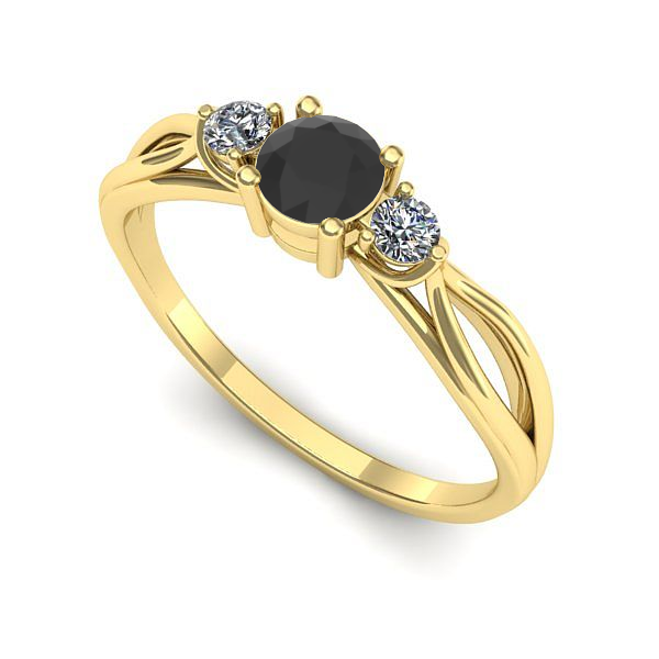 Inel logodna din aur galben cu diamant negru