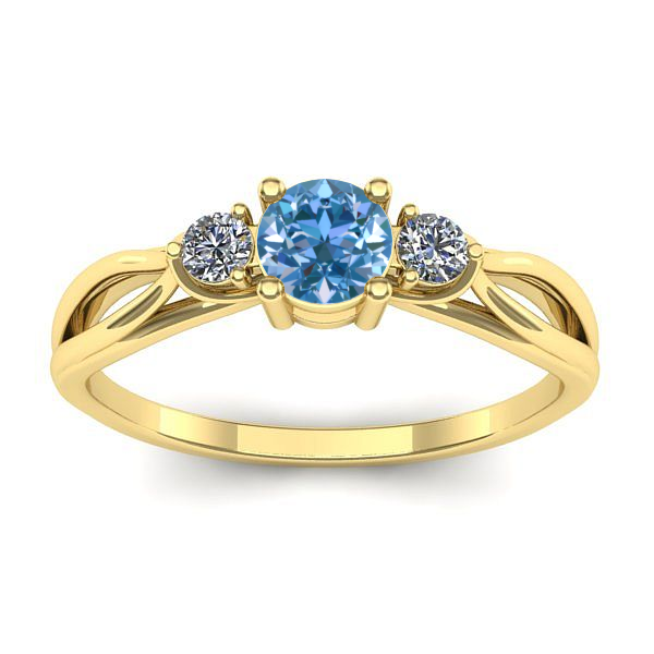 Inel logodna cu diamant de laborator albastru rotund