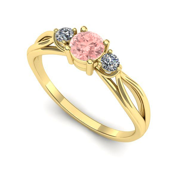 Inel din aur galben cu diamant de laborator roz