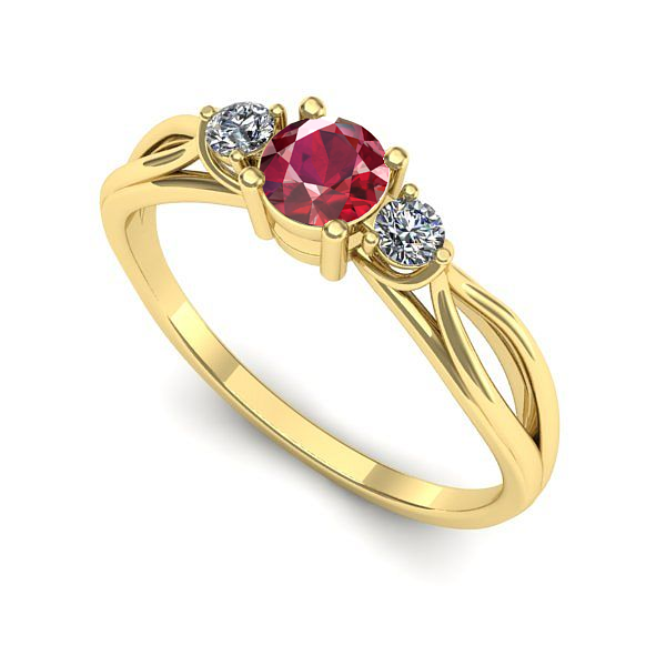 Inel logodna din aur galben cu rubin