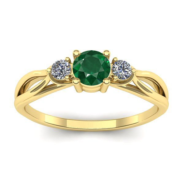 Inel de logodna cu smarald rotund