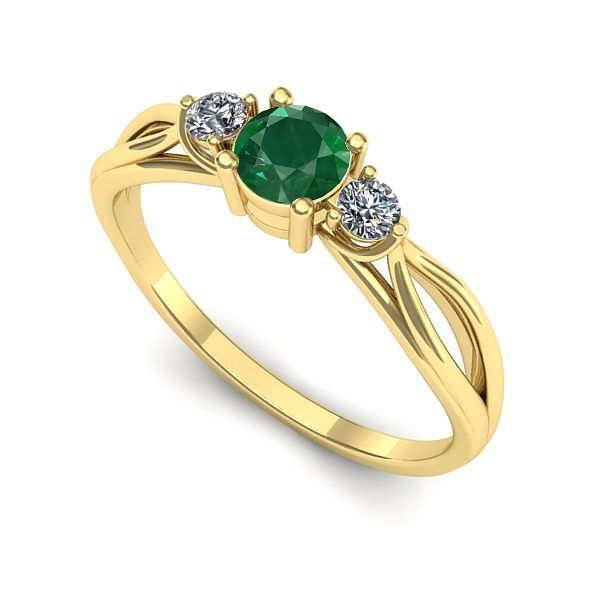 Inel logodna din aur galben cu smarald
