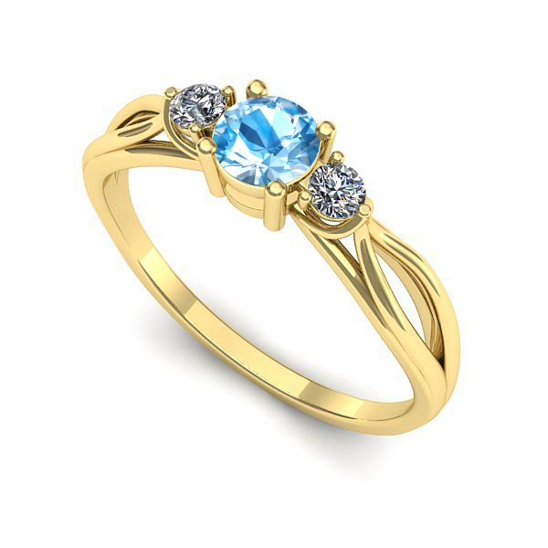Inel de logodna din aur galben cu topaz blue