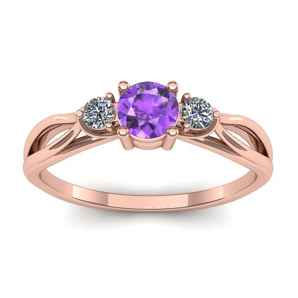 Inel de logodna cu ametist rotund