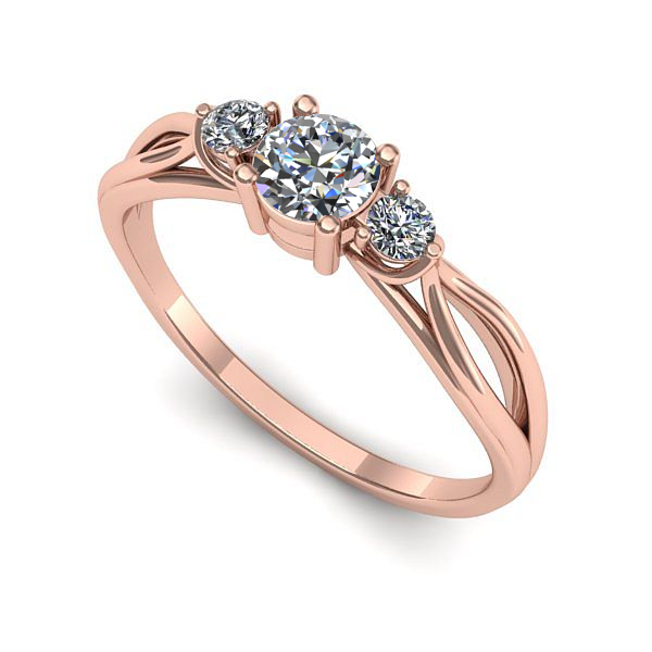 Inel logodna din aur roz cu diamant