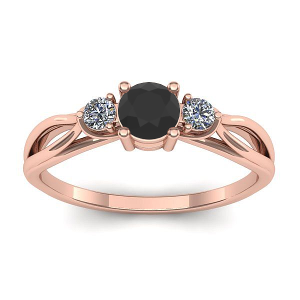Inel cu diamant negru rotund
