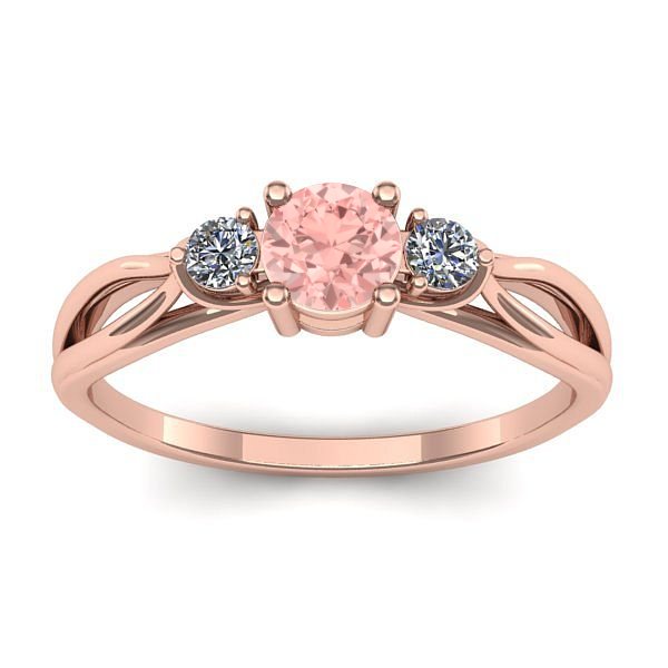 Inel cu diamant de laborator roz rotund