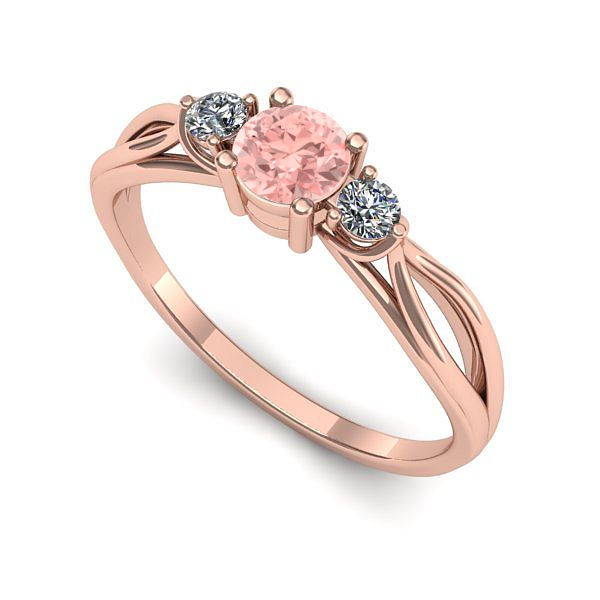 Inel logodna din aur roz cu diamant de laborator roz