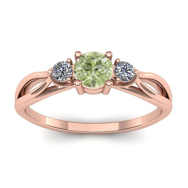 Inel de logodna cu diamant de laborator verde rotund