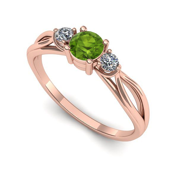 Inel logodna din aur roz cu peridot